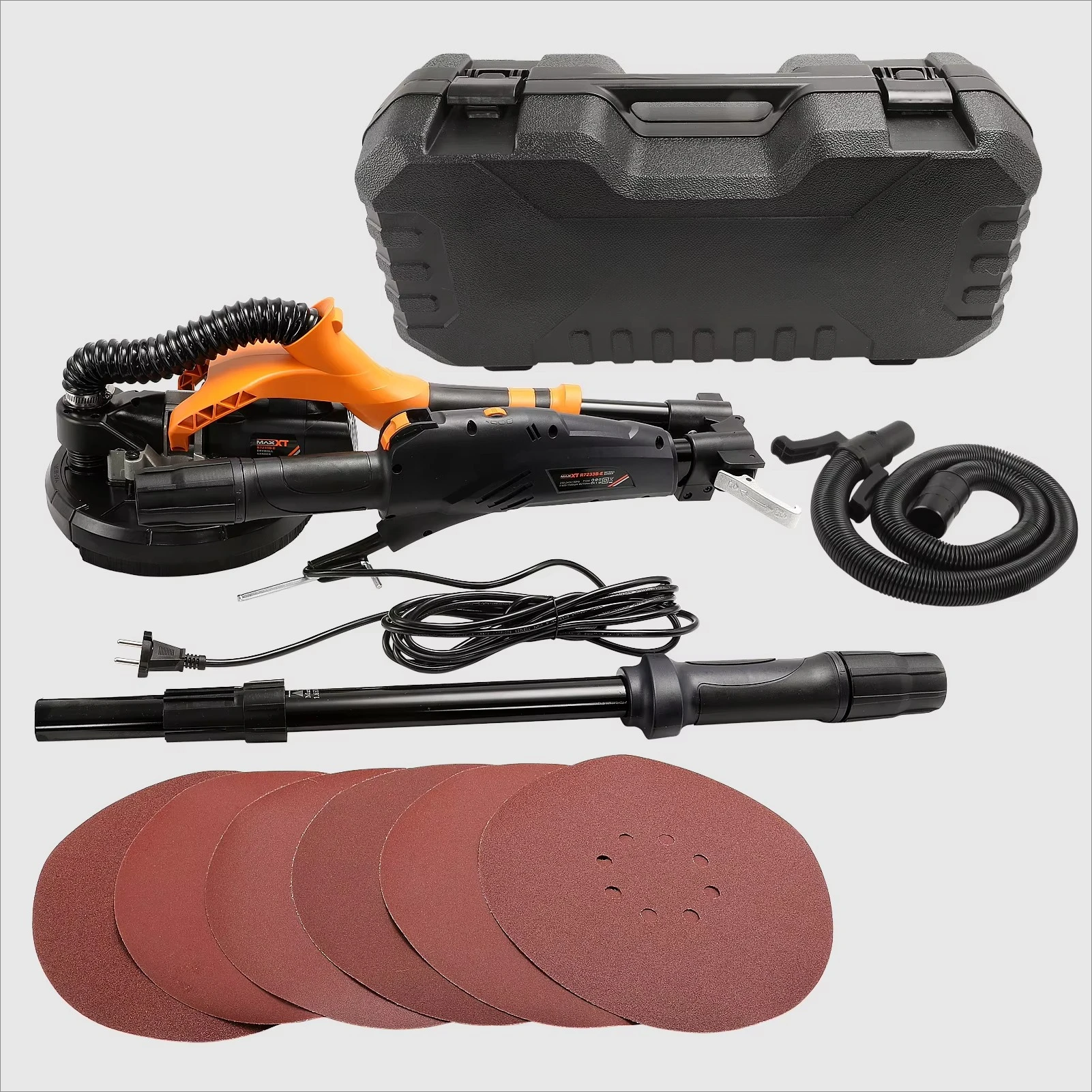 710W 225mm Drywall Sander Ceiling Grinder with Foldable Telescopic Design and Variable Speed 600-1500 rpm