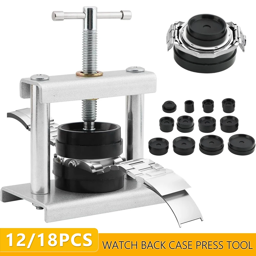 أدوات صانع الساعات للغطاء الخلفي مادة الصلب مع 12 قطعة/18 قطعة قالب ساعة الظهر أداة الضغط على العلبة الخلفية أداة الظهر