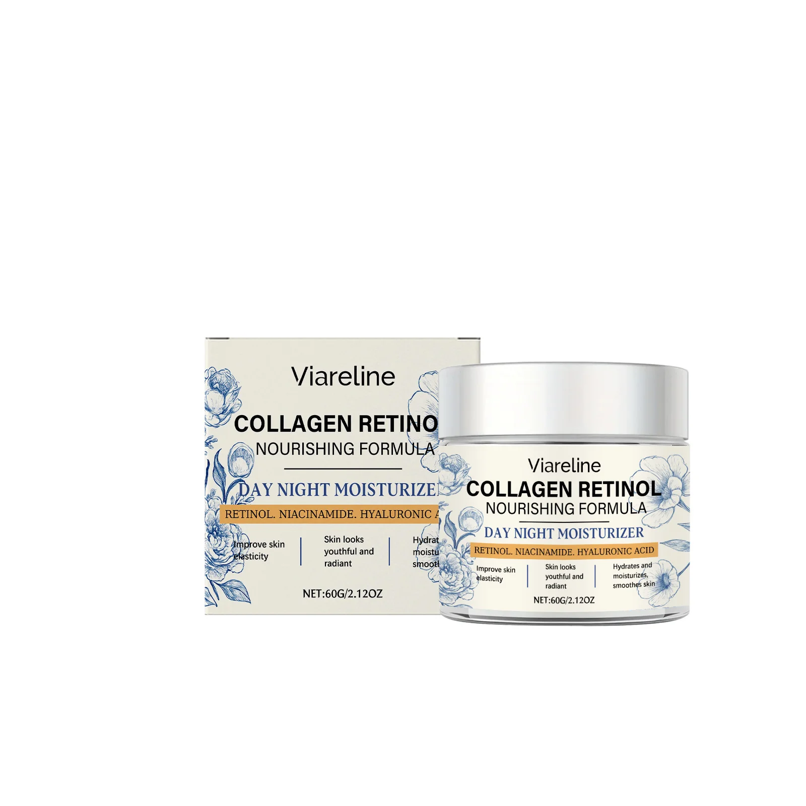 Viareline Retinol Moisturizer, Gentle Care Facial Skin Lubricating Elastic Nourishing Moisturizing Cream