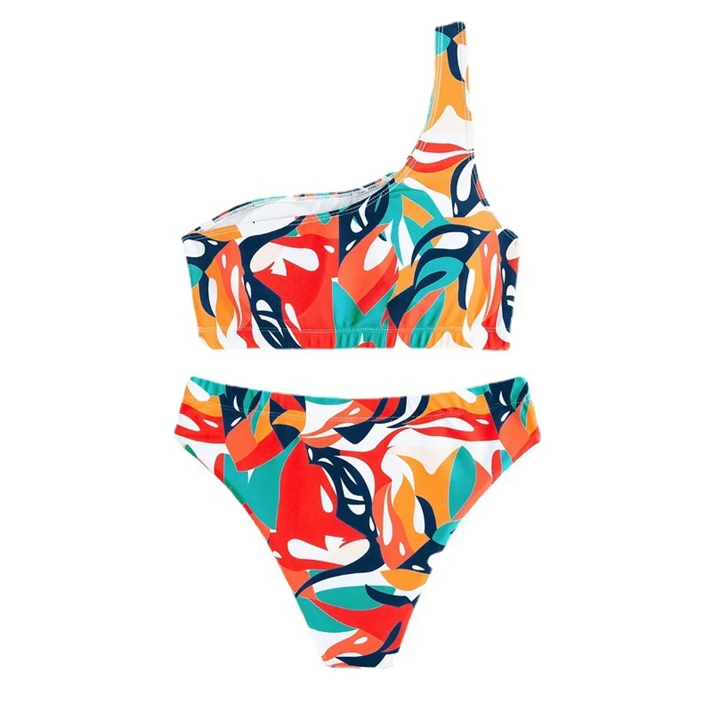 Sexy One Shoulder Bikini Trend Print Y2K Swimsuit Push Up High Waist Vacation Swimwear Women Brazilian Beach Outfit Bathing Suit