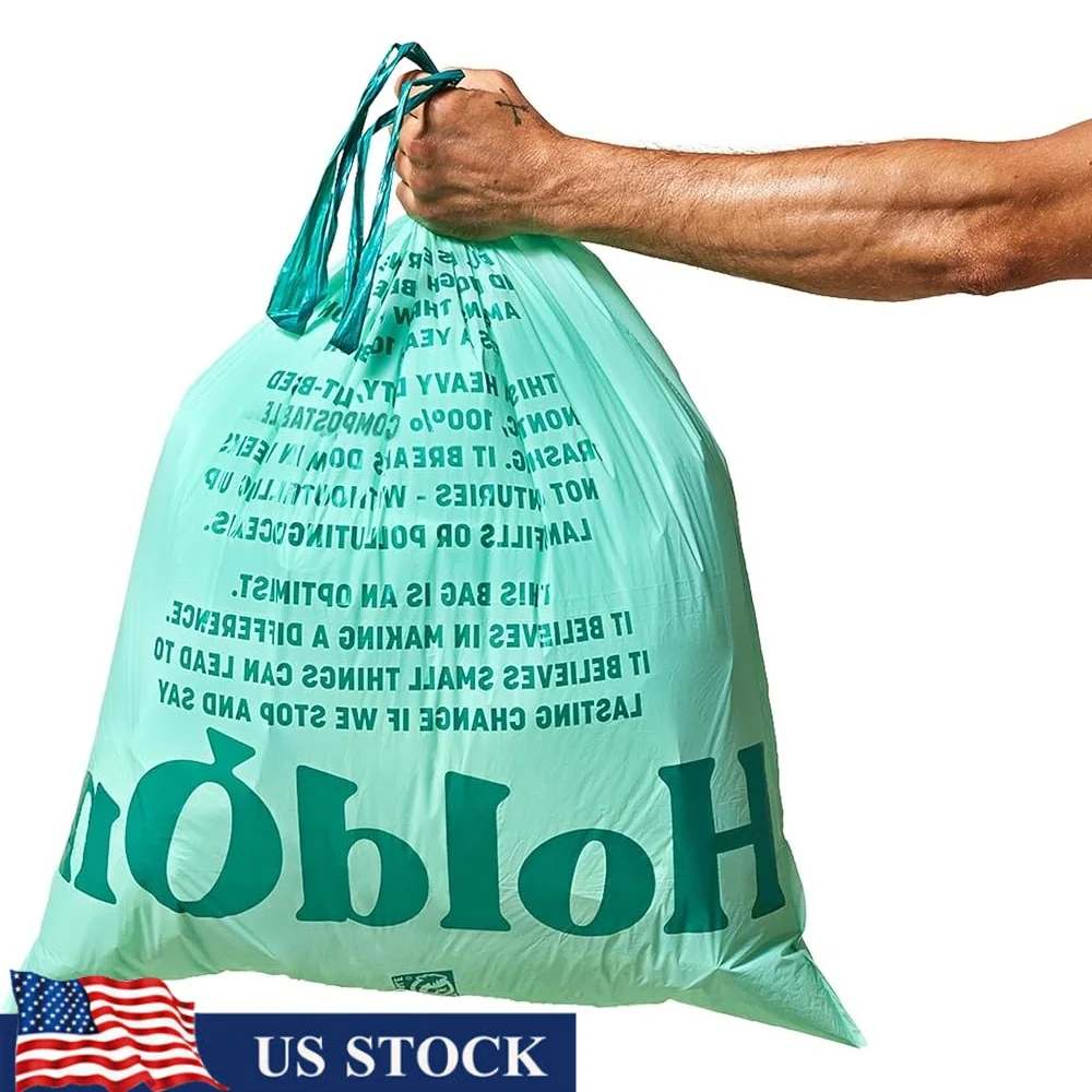 

Компостируемые кухонные мешки для мусора, 13 галлонов, сверхпрочные мешки для мусора на шнурке, экологически чистые на основе растений, 40 шт.