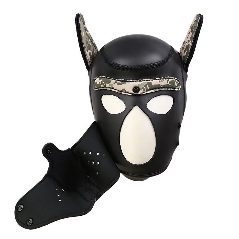 In Stock Fashion Dog Mask Puppy Cosplay Full Head for SM Padded Latex Rubber Gay Role Play with Ears 9 Colors