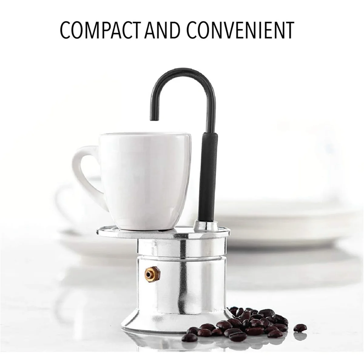 50ML Single Tube Moka Pot Aluminum Alloy Silver, Spout Stovetop Italian Coffee Maker, Enjoy Delicious Coffee in No Time