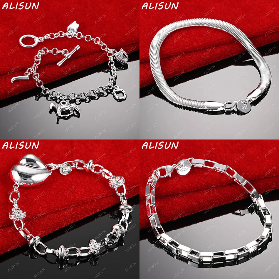 

ALISUN 925 Sterling Silver Design Bracelets For Women Men Anniversary Gift Popular Wild Fashion Romantic Jewelry