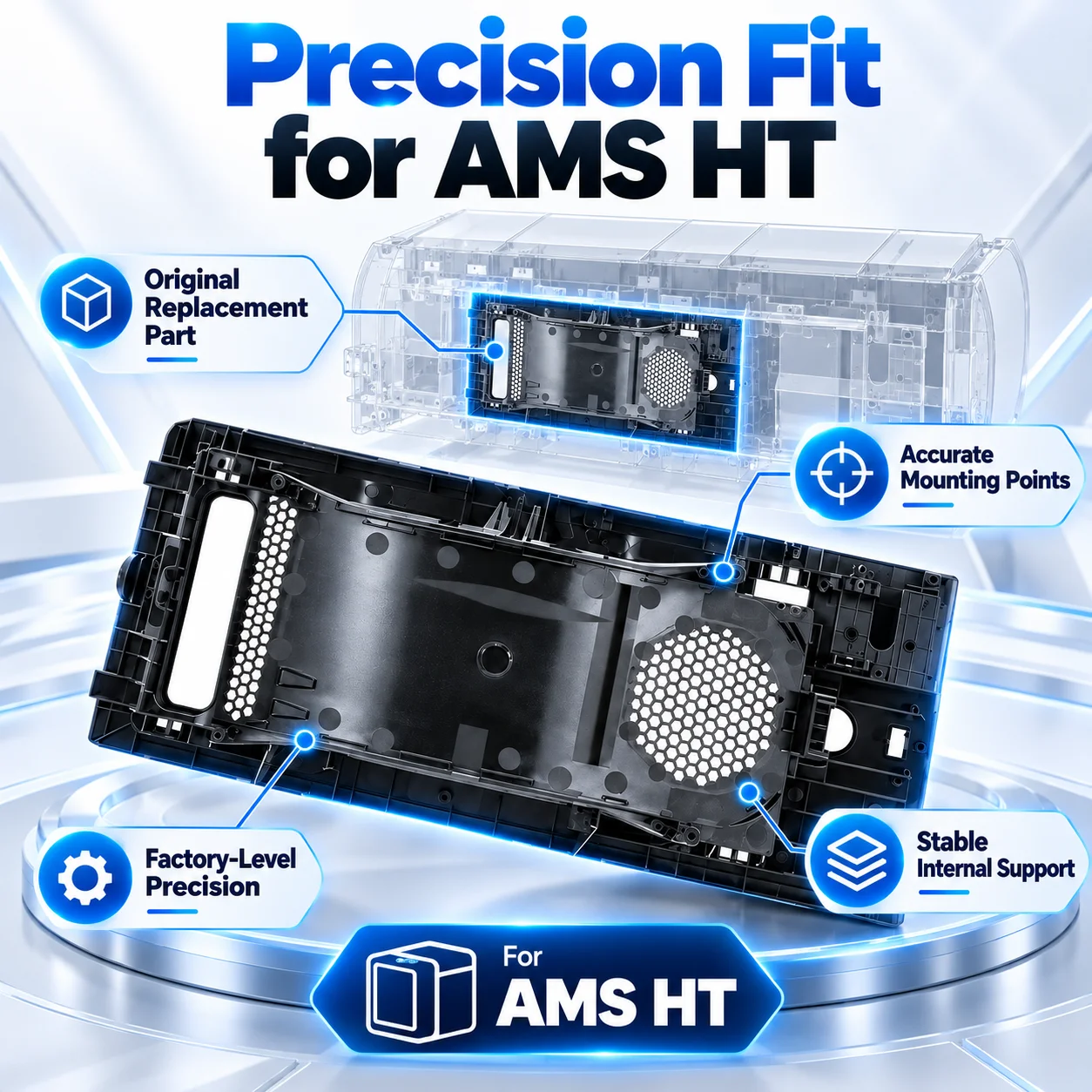 Original Bambu Lab AMS HT Middle Frame Replacement Part with 2 Screws Precision Fit Internal Support Frame