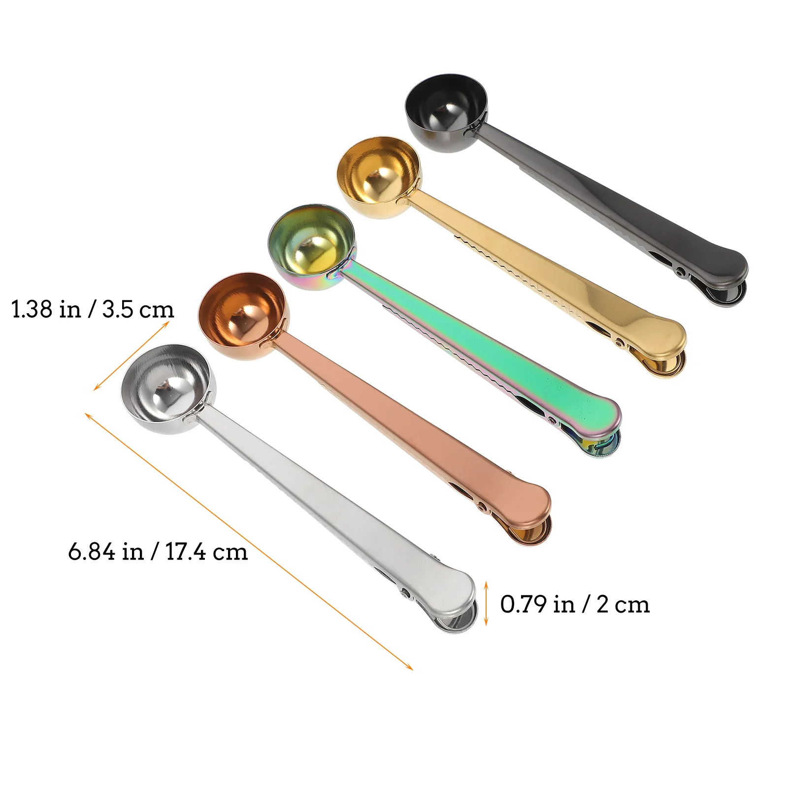 

5 шт., ложка для кофе с зажимом, ложка из нержавеющей стали для кофе, чая, порошка, сахарное молоко, удлиненное дно, длинная ручка, 2 в-