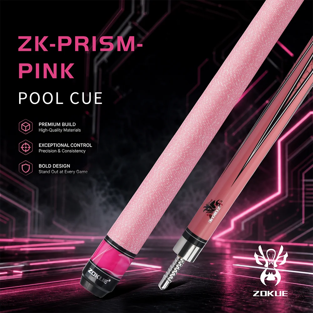 ZOKUE PRISM Professional Pool Cue 57.87in Maple Billiard Cue Stick 11.5/12.5mm Tip 3/8x8 Joint for Nine Ball [Irish Linen Wrap &