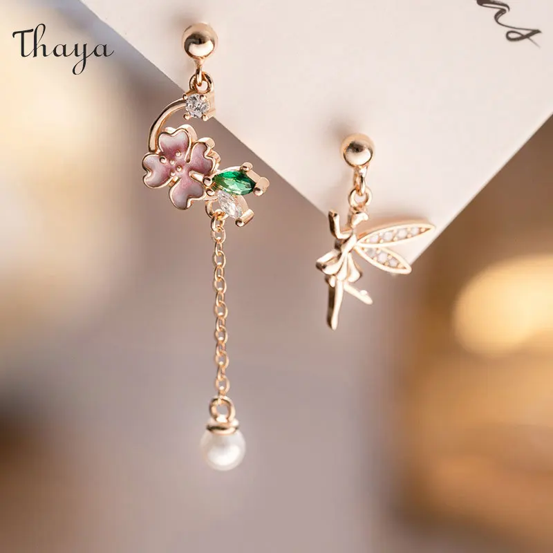 

Thaya S925 Sterling Silver Women Earrings Flower Design Fashion Elegant Earring Dangle for Women Party Anniversary Jewelry Gifts