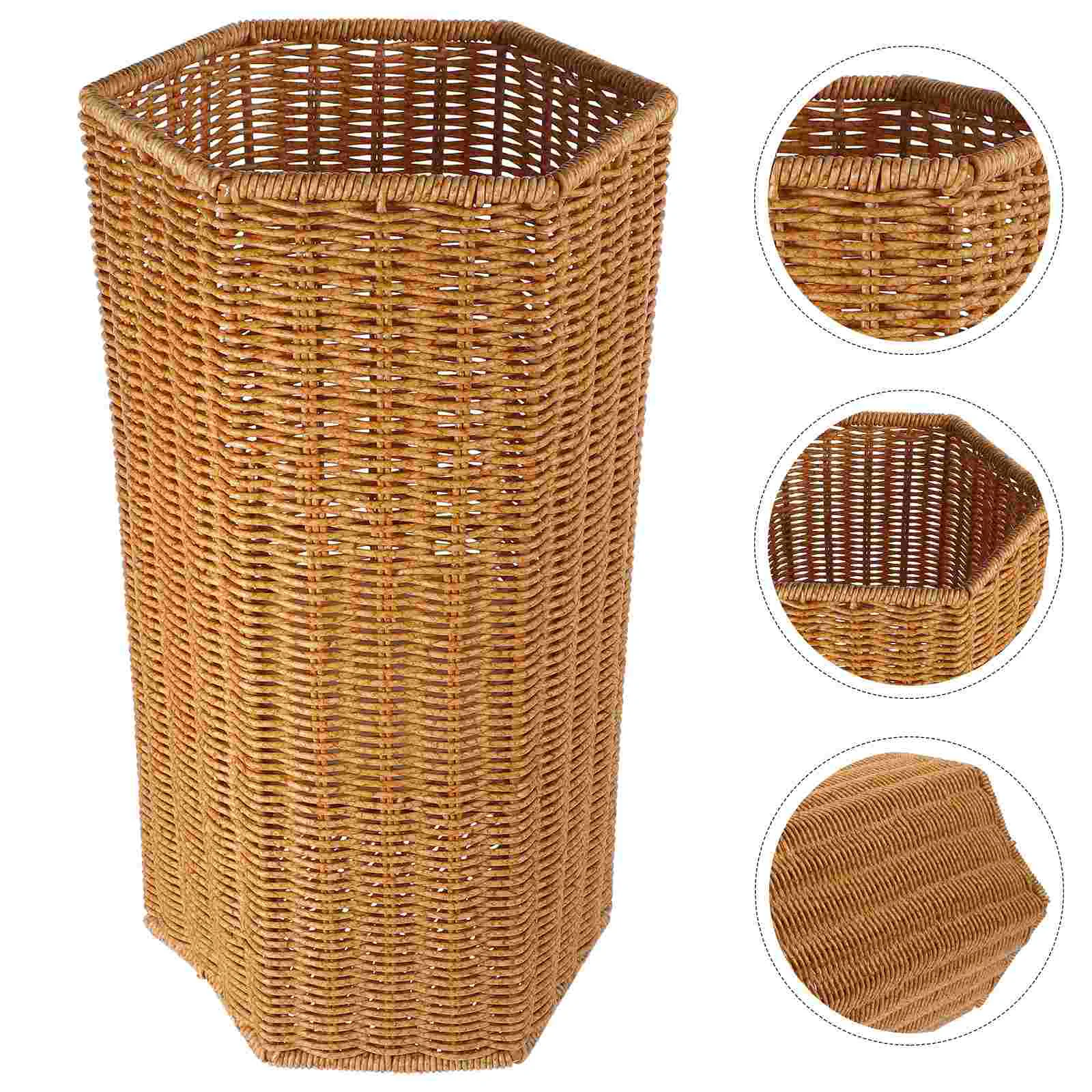 

Imitation Rattan Umbrella Stand Bucket Home Storage Basket Woven Outdoor Artificial Holder Floor Container Elderly