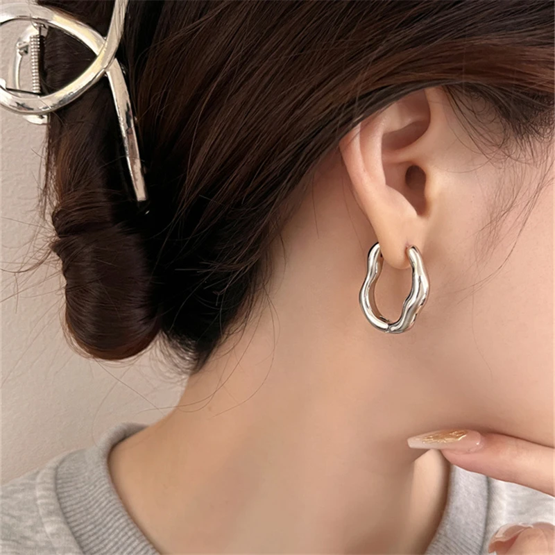 Adolph Trending Metal Geometry Hoop Earring Fashion New Design Irregular Minimalist Earrings for Women Fashion Jewelry Gift 2023