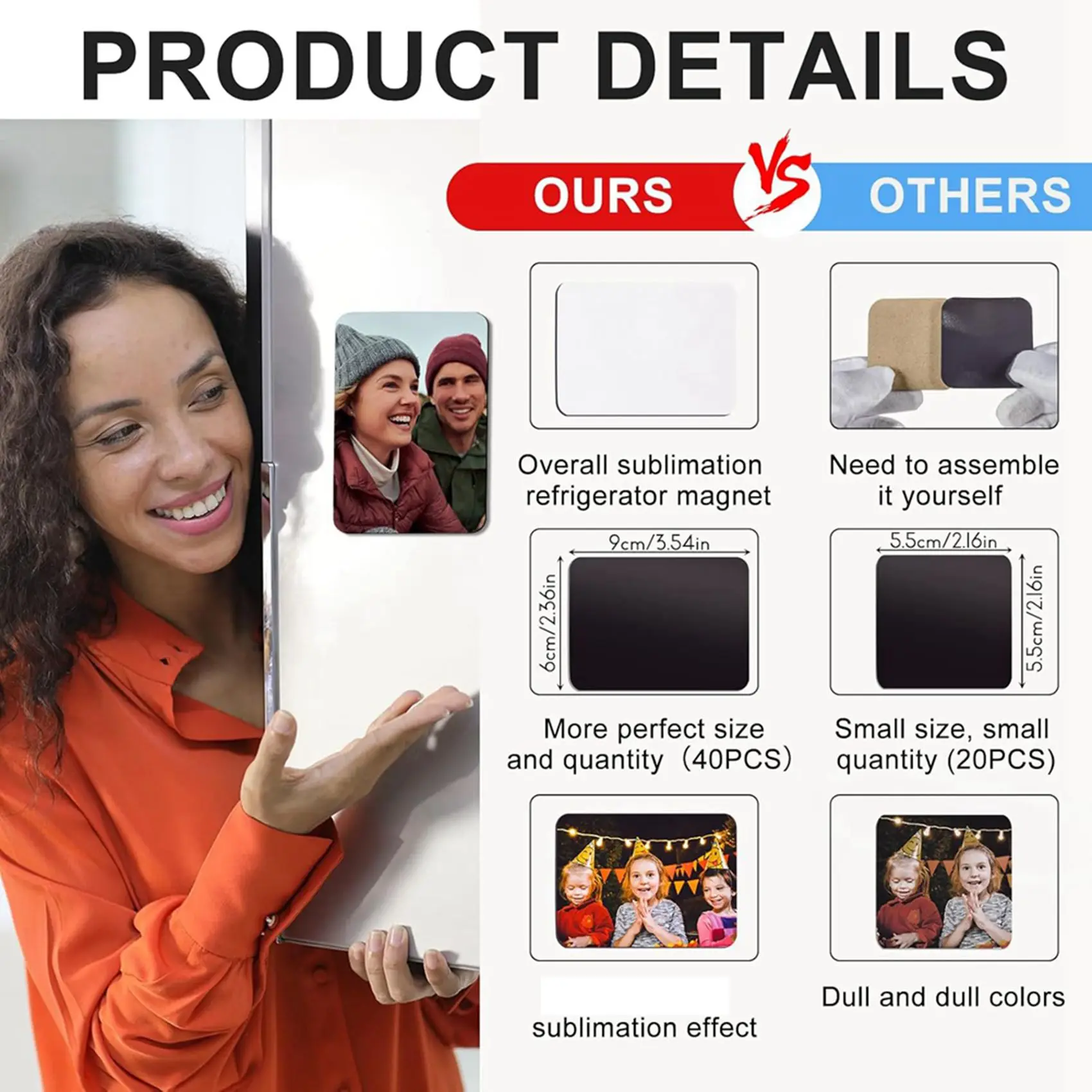 Premium-120 Pcs Sublimation Magnets Blank 3.5 X 2.3 Inch Personalized Fridge Refrigerator Magnets Blanksc For Kitchen Decorative