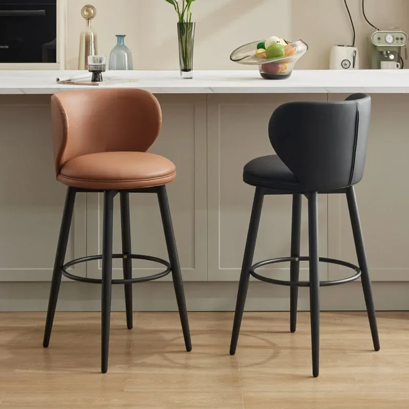 Rotatable Height Metal Bar Stool with Back, Comfort Seating for Kitchen Restaurant & Living