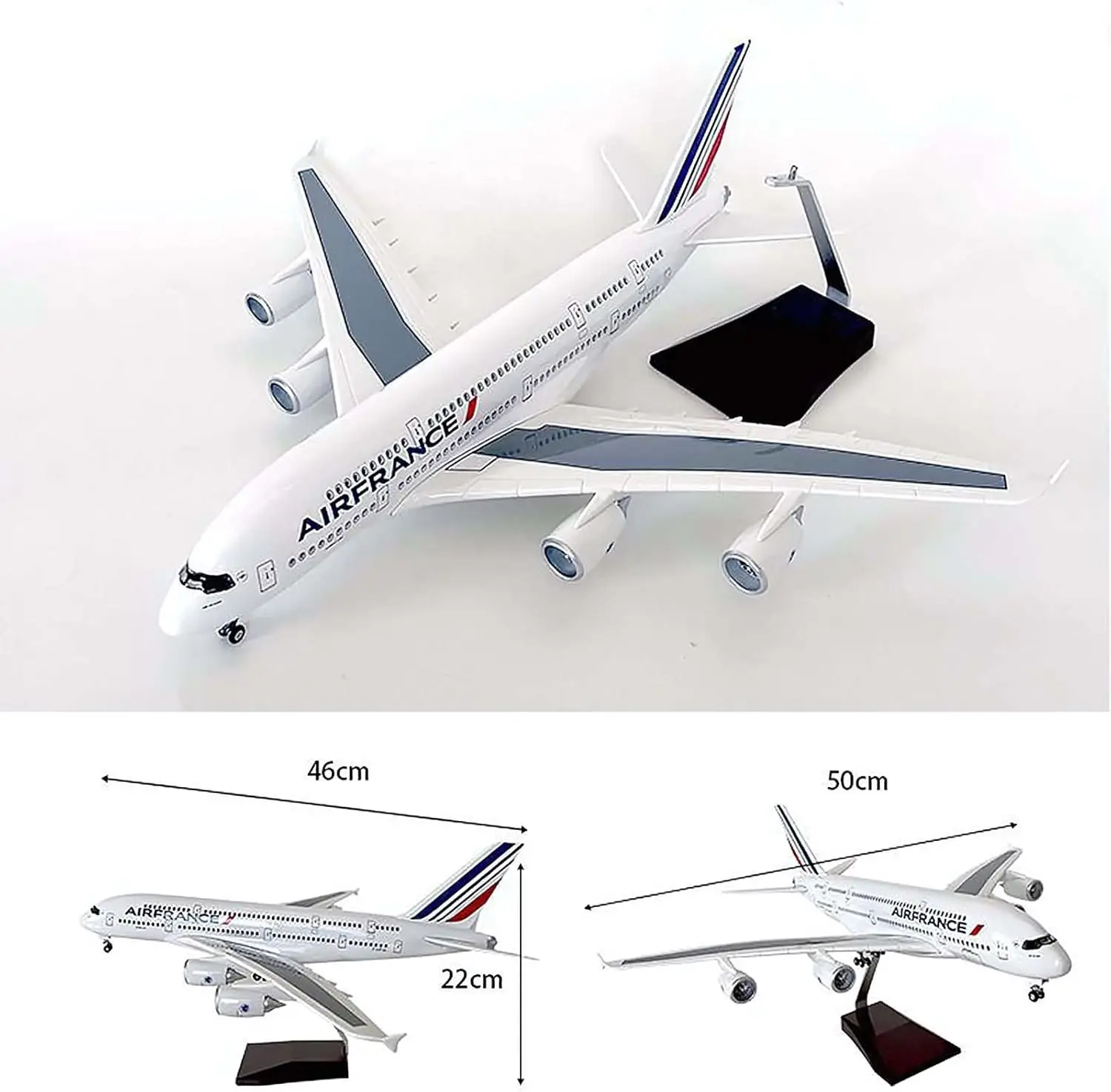 1/160 Scale aircraft A380 Air France Airline Plastic model with Landing Gear Wheels Light(Touch or Sound Control) For Collection