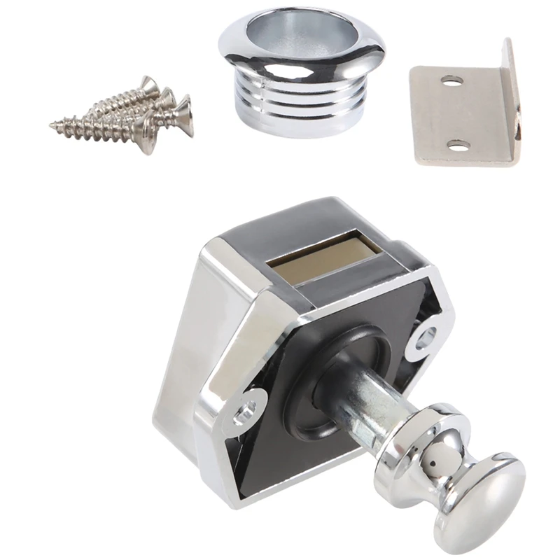 

A46T 10 Pcs Push Button Keyless Lock Latch Cupboard Caravan Lock for RV Drawer Cabinet Doors Thickness 15-27mm