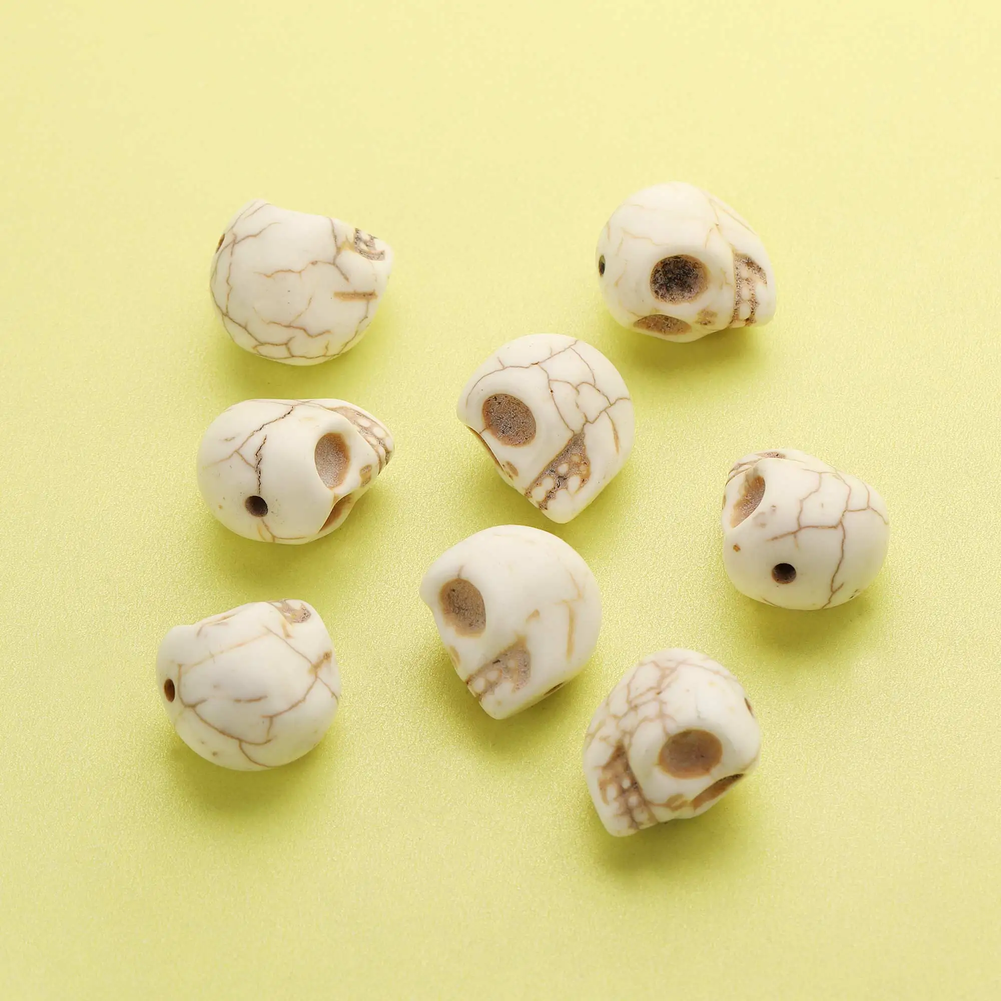 

10Pcs 10MM 20MM Nature White Turquoise Skull Stone Beads,Stone Beads,DIY Beading Supplies 4160054