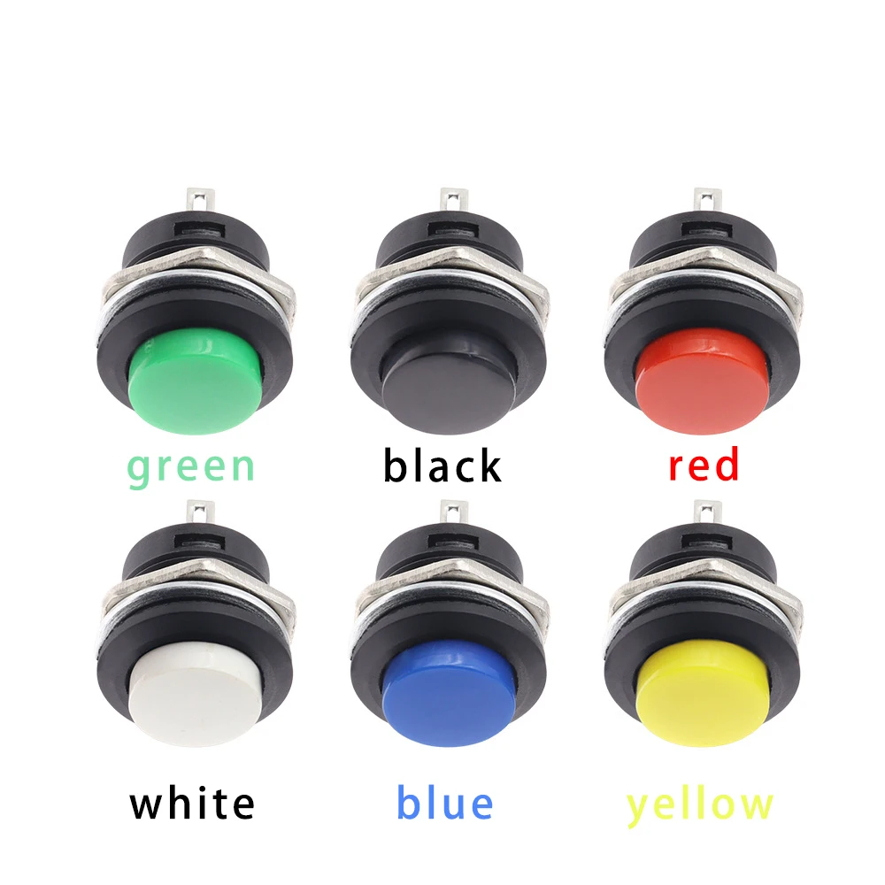 5-10PCS/LOT Circular reset switch 16mm Momentary 6A/125VAC 3A/250VAC Round Switches 2-Pin Switch R13-507 Electric Buttons