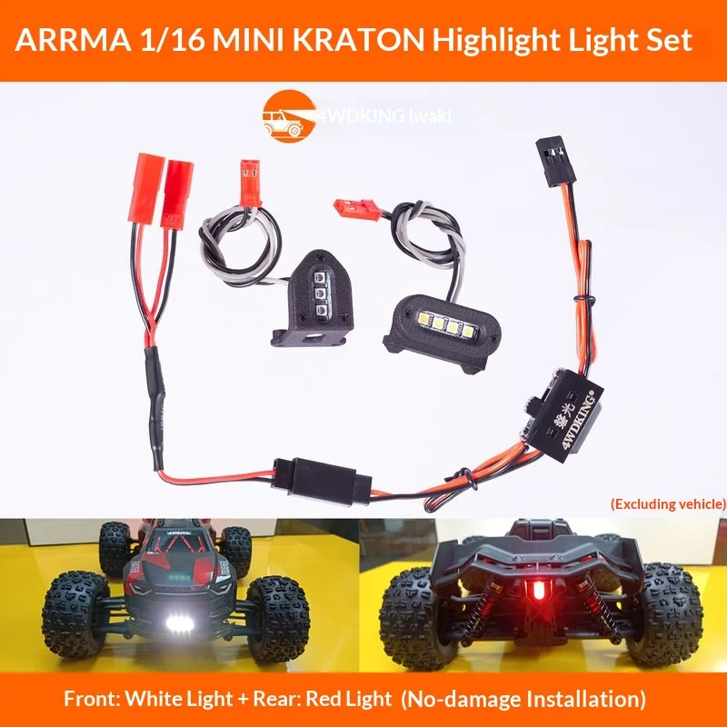 ARRMA 1/16 Mini Kraton LED Light Kit Front Rear Lights with Controller for RC Truck Upgrade Parts Accessories