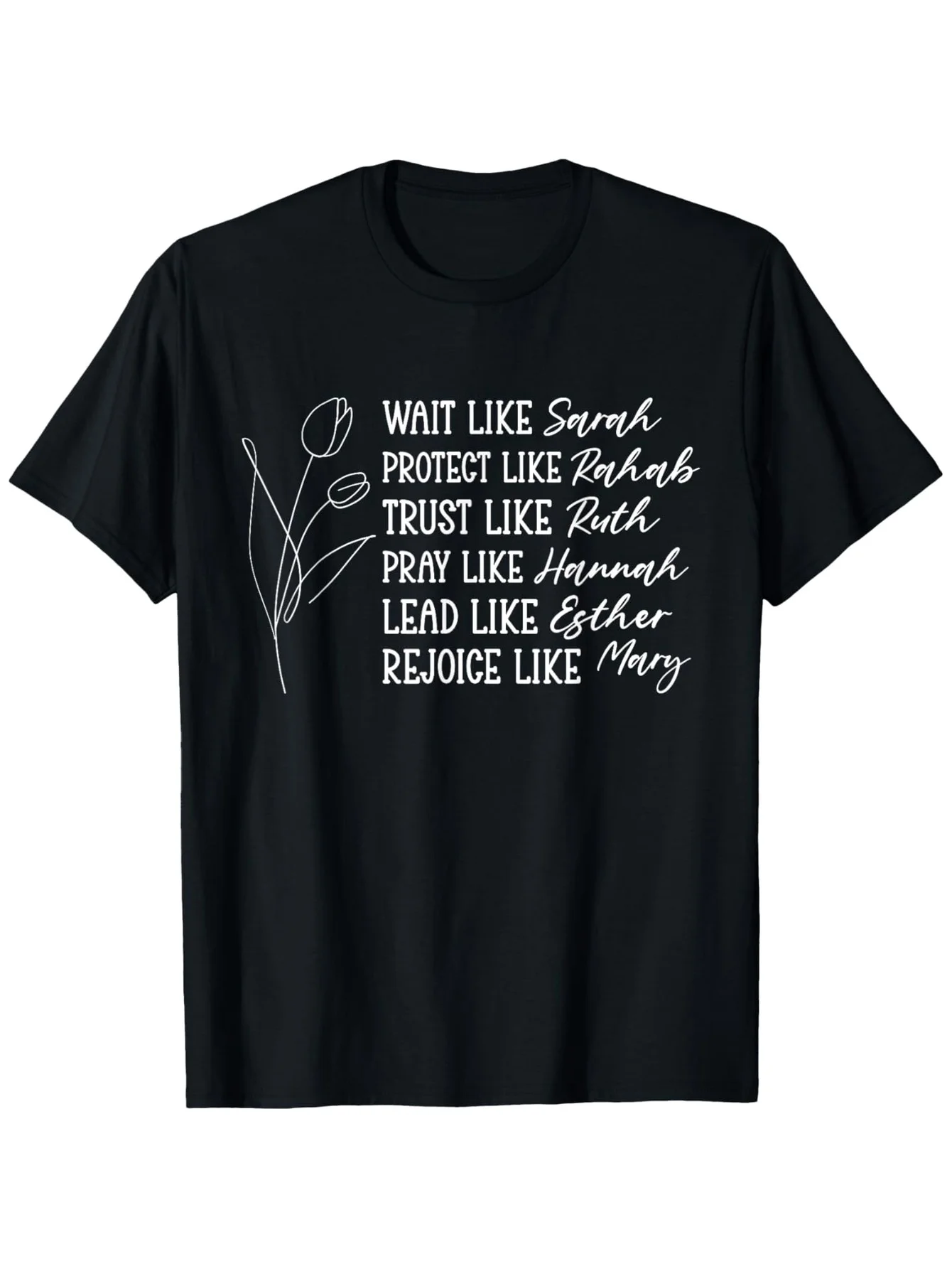 

Faithful Women Bible T-Shirt - 180g Cotton, S-XXXL, Black, Mother's Day Family Gift