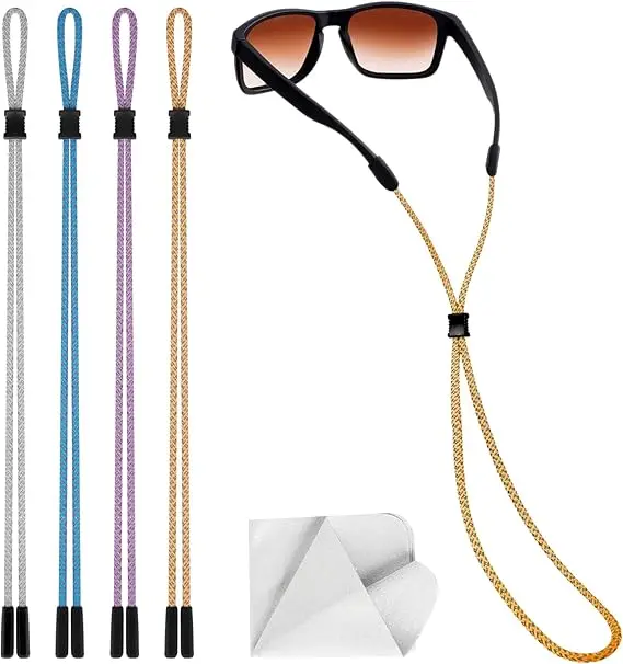 Neon Braided Sports Glasses Strap for Men, Women, Adjustable Eye Glasses Holders Around Neck Lanyard String