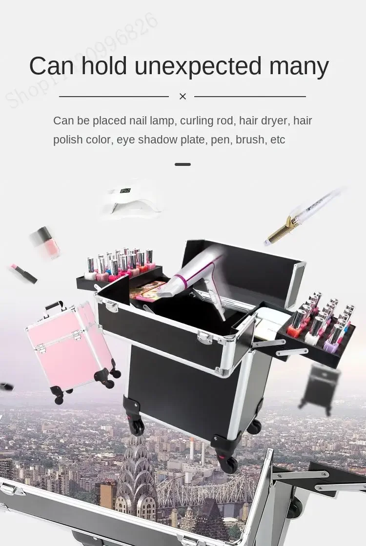 Large-capacity Professional Make-up Case Trolley Luggage Make-up Artist's Manicure and Permanent Make-up Kit Storage Toolbox view 4