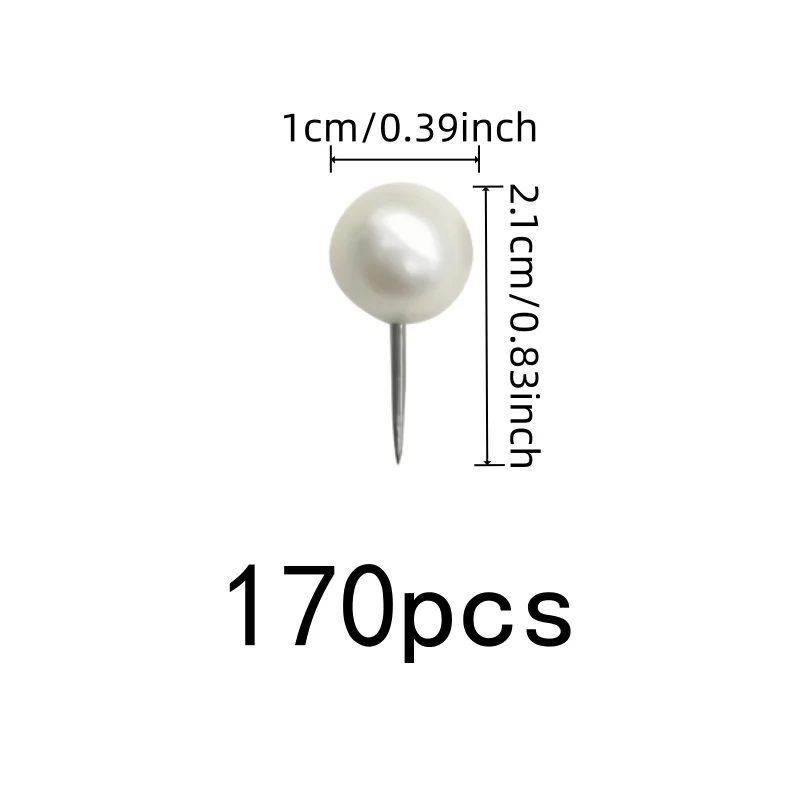 170 pcs Pearl Head Board Pins, Elegant Decorative Look, DIY Craft Decoration DIY Craft Decoration, Sharp Steel Pin Point