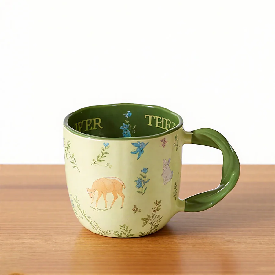 Ceramic cup  Mug  Ivory-white porcelain Set Hotel Inn Tea / hot drink Macaron color Unglazed bisqu