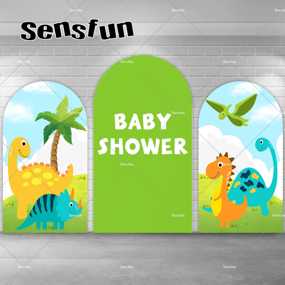 Cartoon Dinosaur Theme Baby Shower Arch Backdrop Cover Chiara Wall Party Decoration Kids Birthday Party Photography Background