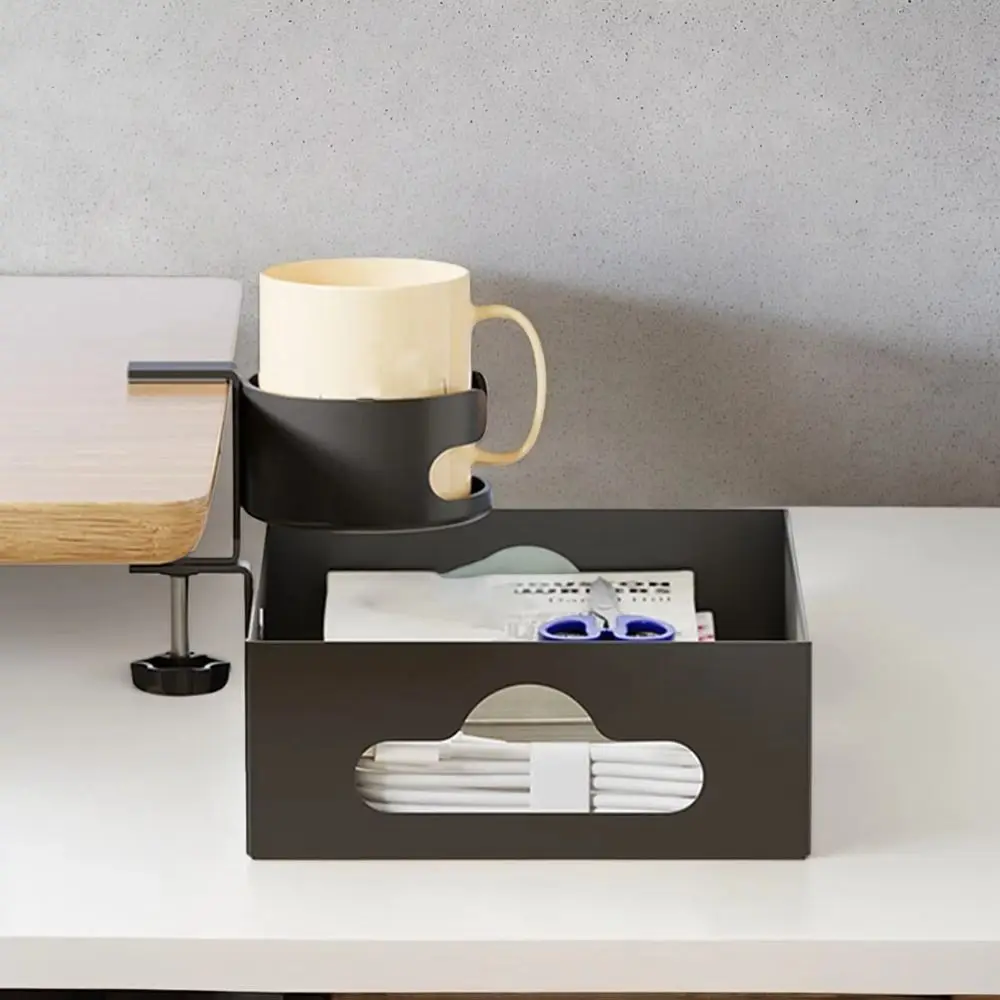 رف تخزين تحت المكتب يدور 360 درجة من الفولاذ الكربوني بدون حفر رف أدوات مكتبية لسطح المكتب سعة تحميل عالية ومتعددة الوظائف #2