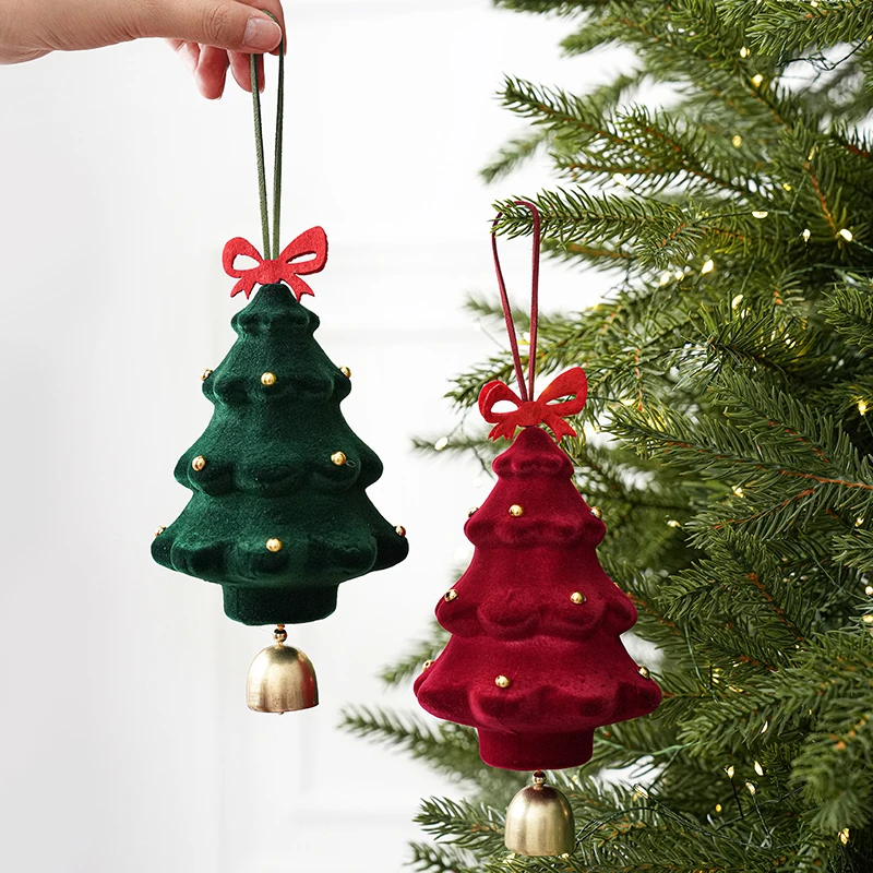 Flocked Surface Christmas Bell Ornament Foam Material Classic Xmas Style Door Wall Decor Tree Hanging Pendant