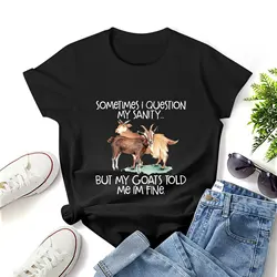 Funny Goat Tee For Crazy People Who Speak With Goats T Shirt Graphic Shirt Casual Short Sleeved Female Tee T-Shirt Size S-4XL