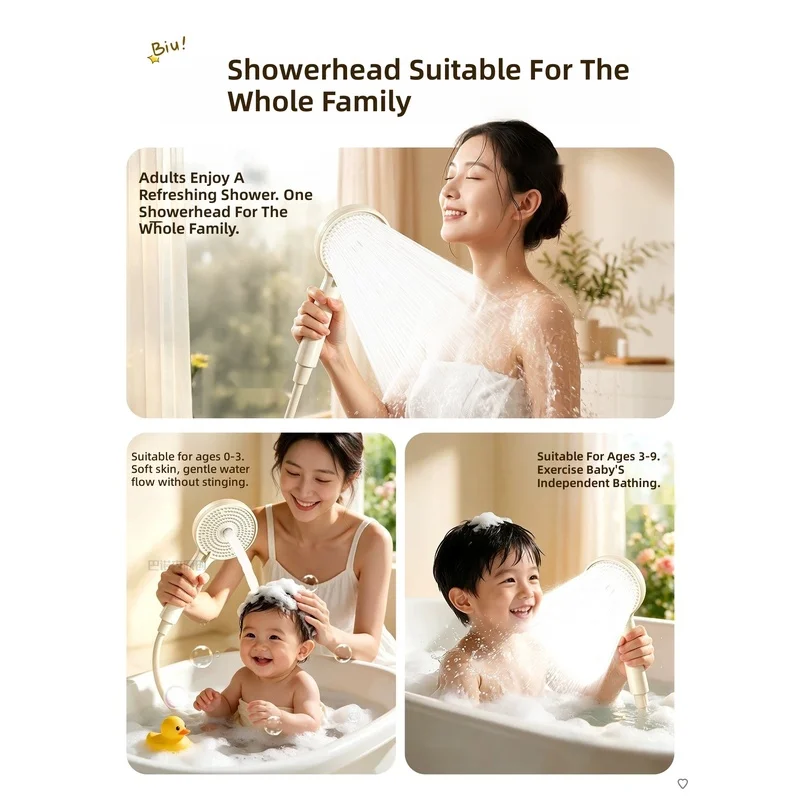 National subsidy: dual‑use pressurized showerhead for children and adults, household baby‑friendly shower set—your ultimate b...