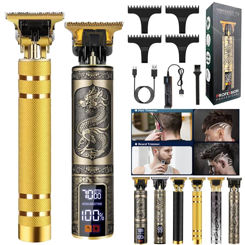 

Professional Wireless Waterproof Edgers Lcd Display Barber Mens Beard Barbershop Hair Trimmer Clipper Shaver Finishing Machine