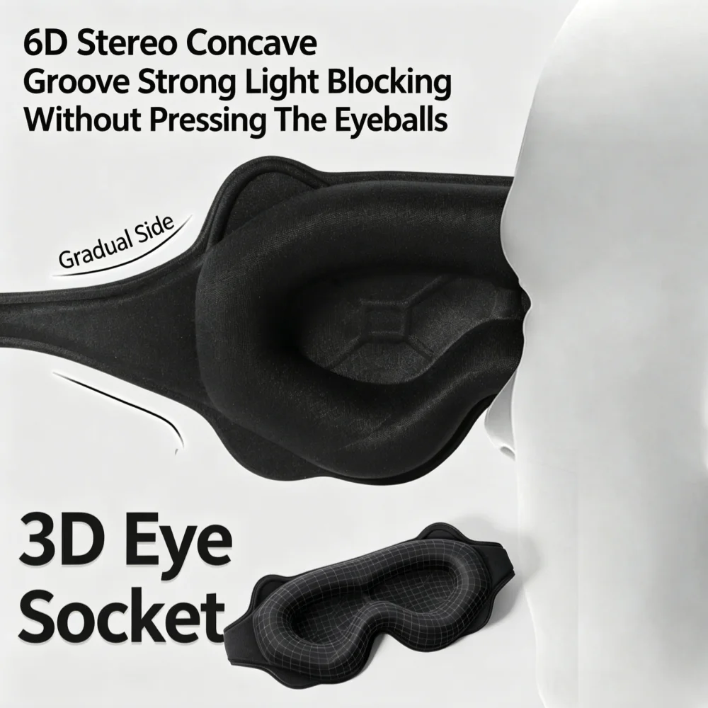 3D Sleep Mask Sleep Aid Blindfold Block Out Light Travel Portable Soft Memory Foam Face Mask Eyeshade Night Comfort Sleep Patch