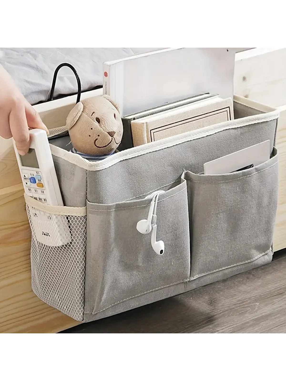 

1pc Dormitory Storage Hanging Bag Student Bedside Cotton Linen Hanging Basket Dormitory Storage Artifact Bedside Storage