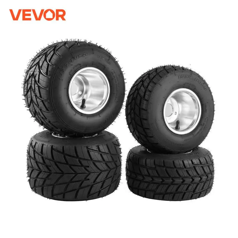 VEVOR 4 Pcs Anti-skid Rain Tires Non-Slip Tread Pattern Aluminum Alloy Rims Fit for Go-kart / Huffy Slider / Drift Trike / Buggy