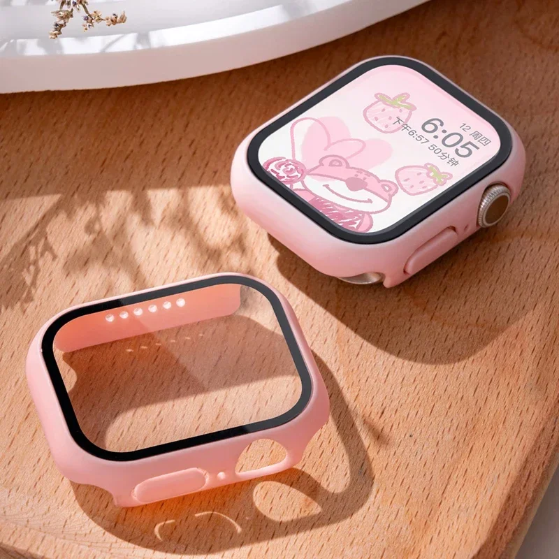Gehard glas + cover voor Apple Watch Case 45 mm 41 mm 44 mm 40 mm 42 mm Screenprotector Apple Watch-accessoires serie 9 4 5 6 SE 7 8