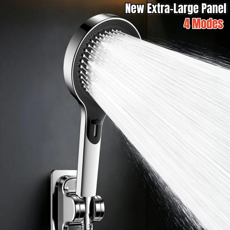 New Handheld Boost Shower Head 4 Modes Extra-Large Panel with Spray Gun Mode High-Flow Water Outlet Sprayer Rainfall Shower