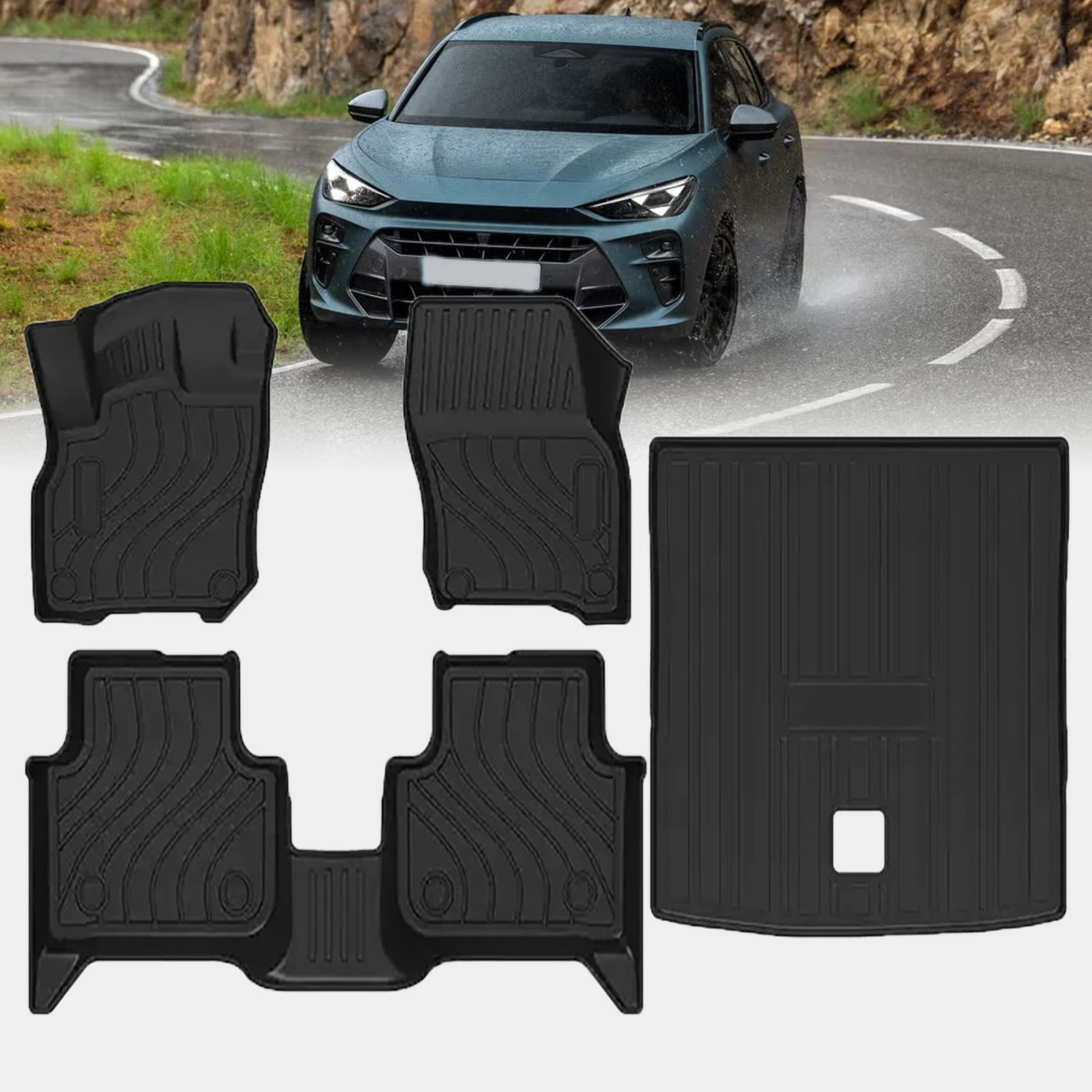

Водонепроницаемые автомобильные коврики TPE для Cupra Terramar 2026, 2025, 2024: 3D лазерное сканирование, идеальная посадка, без запаха, легко чистятся