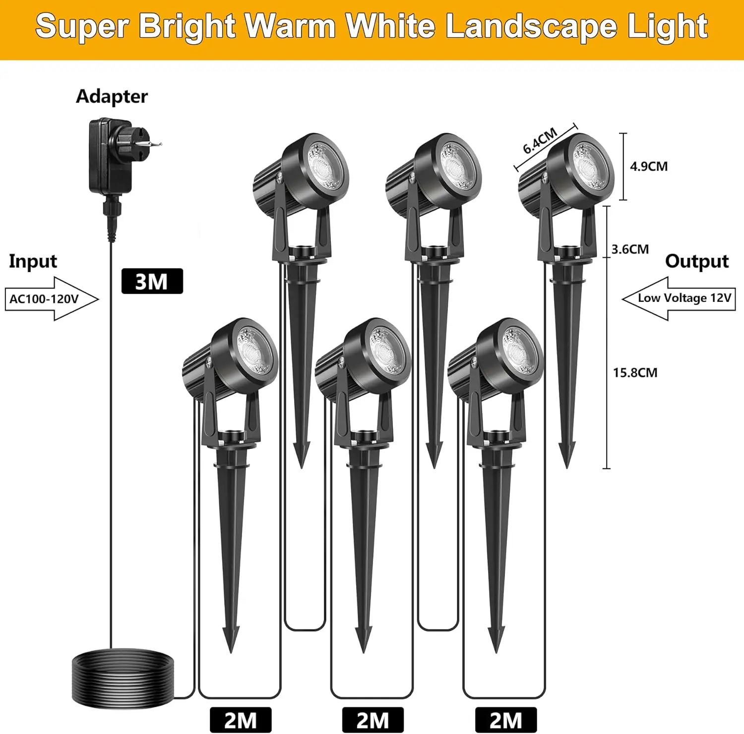 3000K Outdoor Spotlight Garden Landscape Decoration EU/US Plug Floodlight Waterproof Pathway Yard Lawn Lamp 110V 220V Lighti