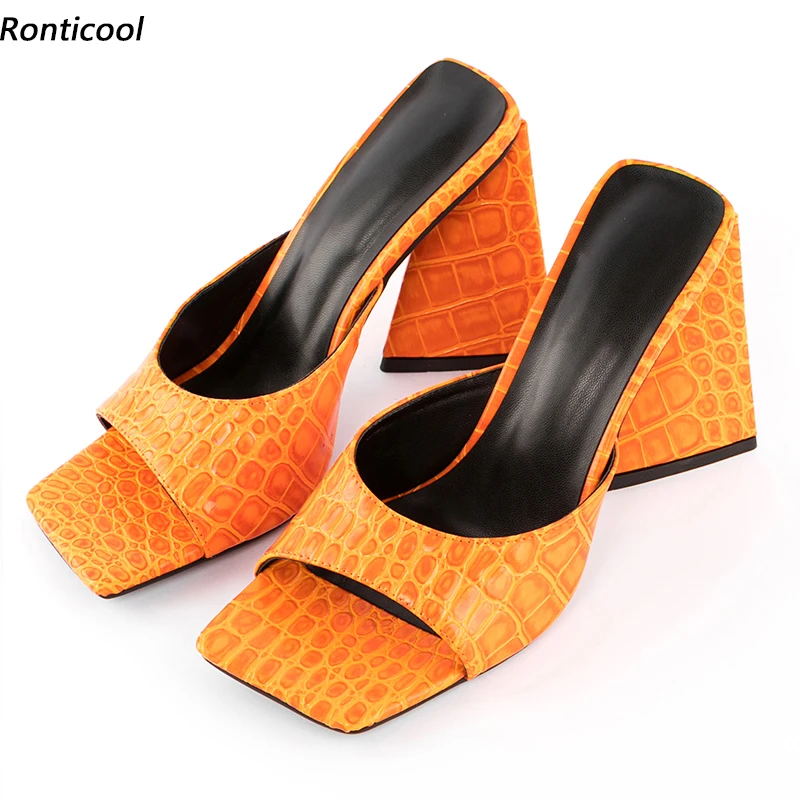 

Ronticool Hot Handmade Women Summer Sandals Slippers Strange Heels Open Toe Blue Pink Orange Dress Ladies Shoes US Size 4-15