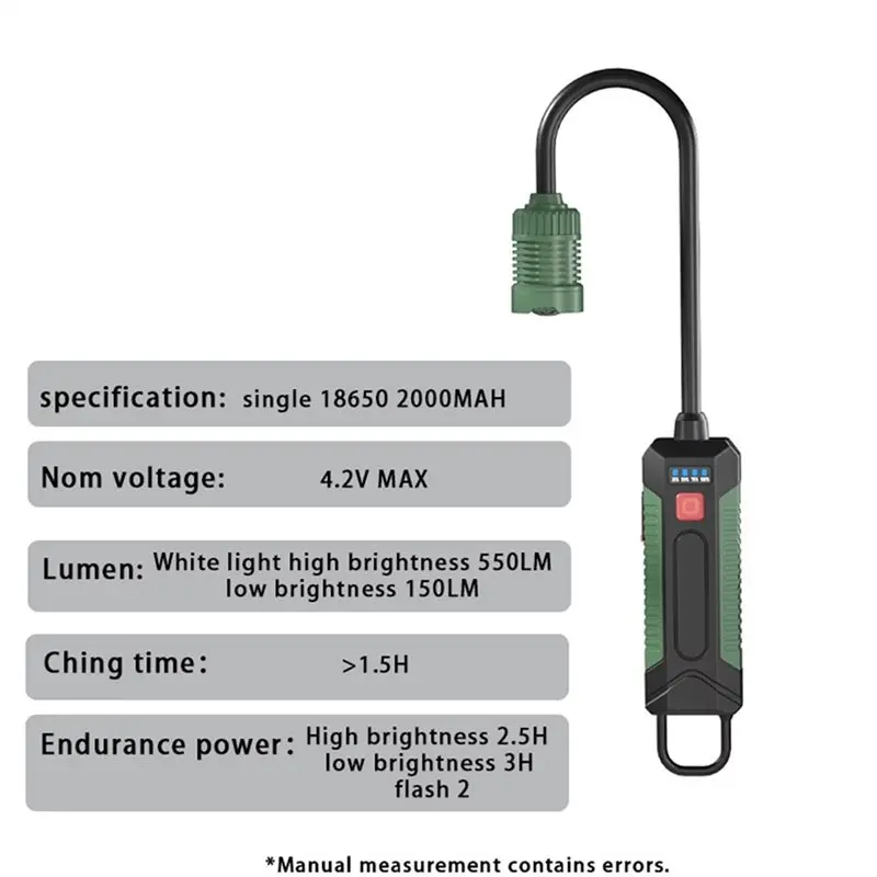 ABKS-Magnetic Work Light Bendable Rechargeable 3 Modes Working Lamp Work Lamp For Machine Tools For Balcony Courtyards B