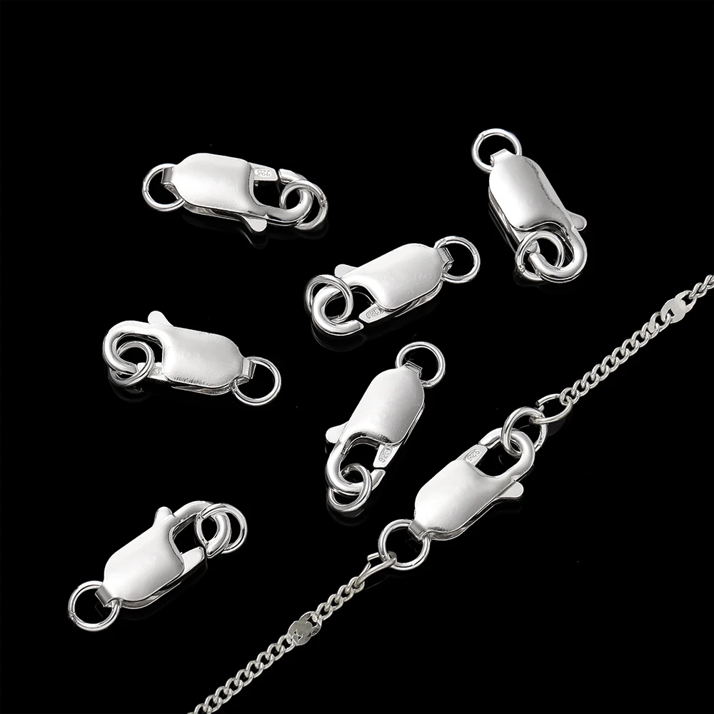 

2Sets 925 Sterling Silver Spring Lobster Clasps Hooks Claw with Jump Rings for Jewelry Making Findings Making Accessories