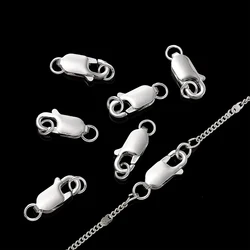 2Sets 925 Sterling Silver Spring Lobster Clasps Hooks Claw with Jump Rings for Jewelry Making Findings Making Accessories