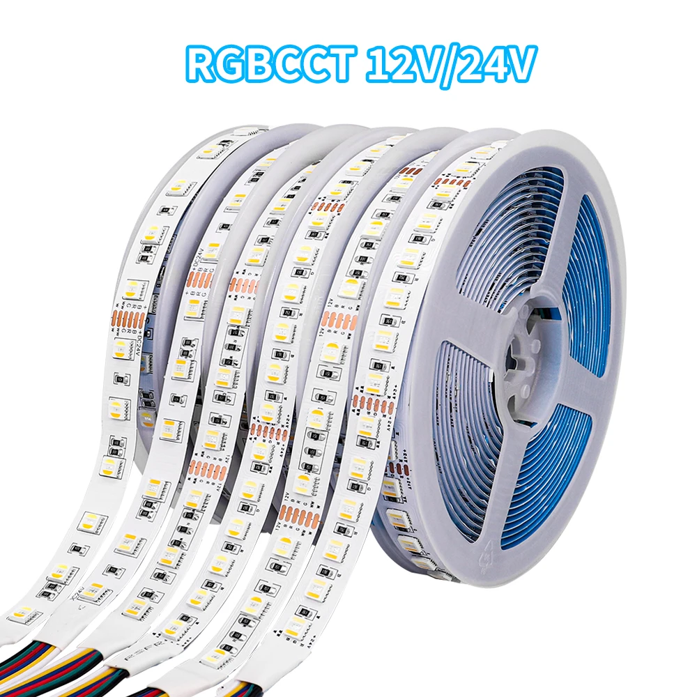 

5050 RGBCCT 5 in 1 LED Strip Light 2700-6500K Lights 6Pin Ribbon 60/96Leds/m White Lighting For Home Room Decoration DC12/24V