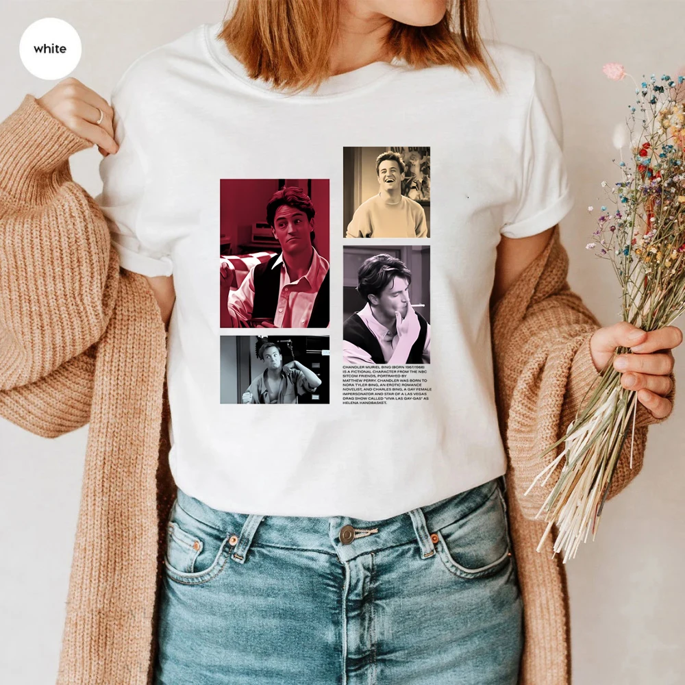 Friends TV Show T-Shirt Chandler Bing Grafik T-Shirt Honoring Matthew Perry Hommage T-Shirt Retro 90er Baggy Boyfriend Shirt Vintage Tops