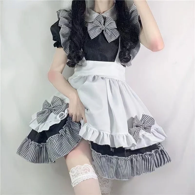 Anime Black and White Lolita Maid Costumes Women Lovely Maid Cosplay Costumes Vestido Animation Show Dress Clothes Maid Cosplay