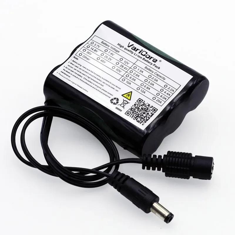Batterie rechargeable lithium-ion VariCore 12 v 2600 mAh 18650, prise DC 5.5*2.1MM + chargeur 12.6V 1A, adaptée pour LED c 35W