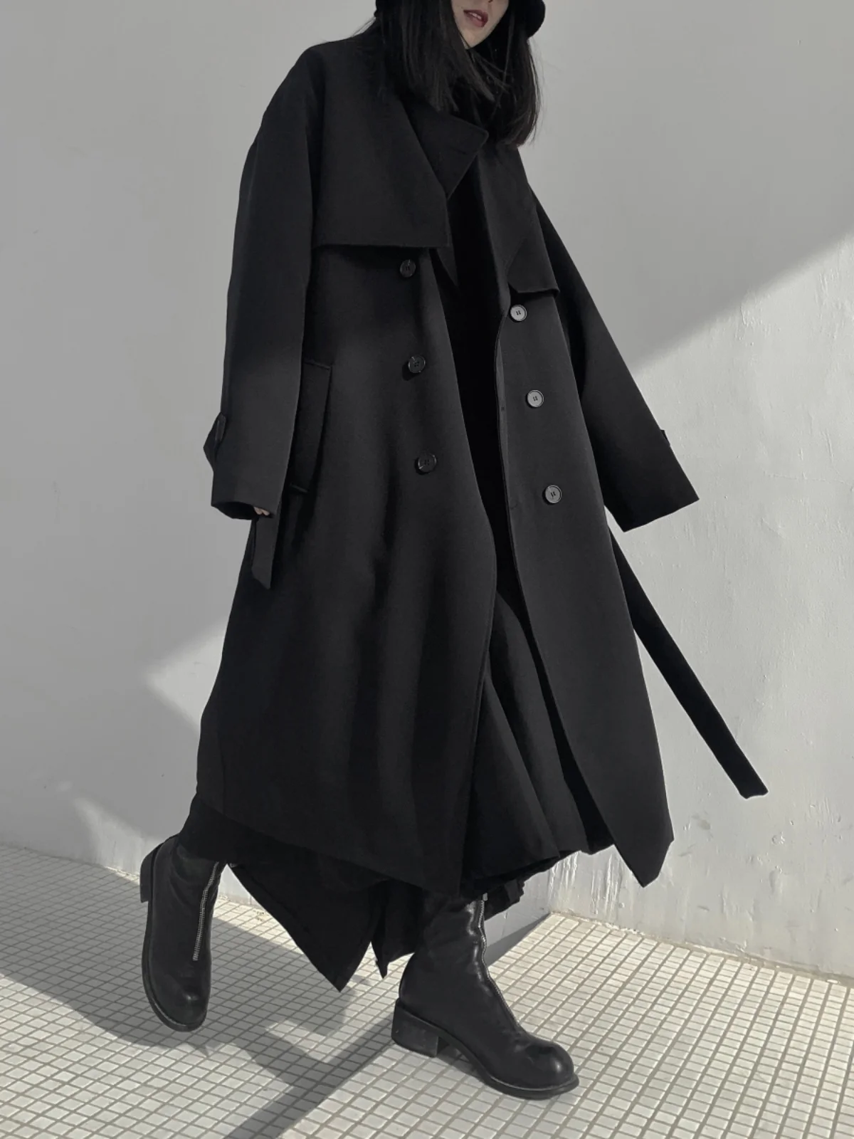 

Winter New Arrival Hontani k Series Long Thiened Cotton Jaet Women's Bla Coat Street Sle Straight Cut Polyester Fa...