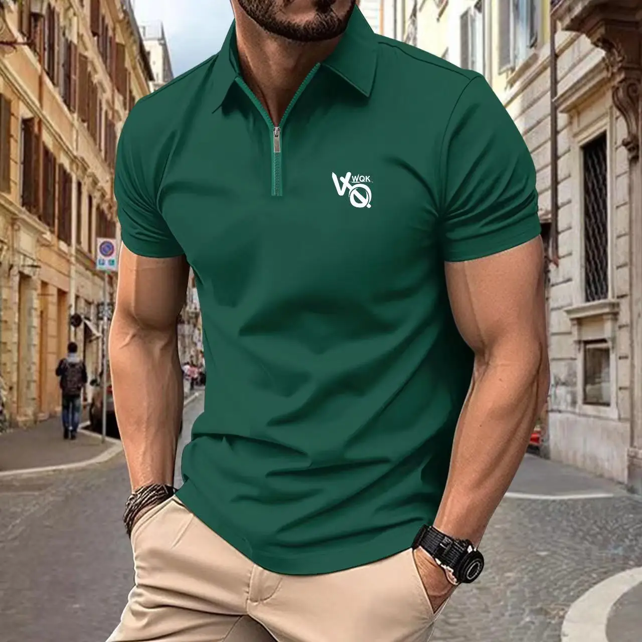 

VQWQK Summer New Men's Printed T-shirt Cool and Breathable Printed POLO Shirt Sports Sweat-absorbing Top