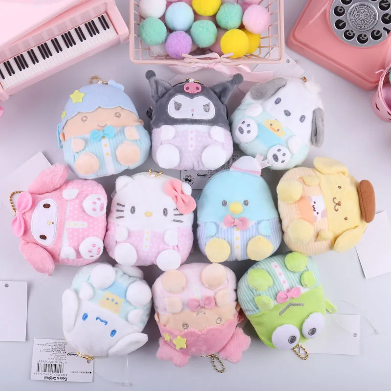 Sanrioed 10Cm Kawaii Cartoon Littletwinstars portafoglio in peluche ciondolo in peluche portachiavi ciondolo bambola in peluche regalo di compleanno